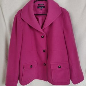 Evan-Picone pea coat, size 2X, fun magenta color